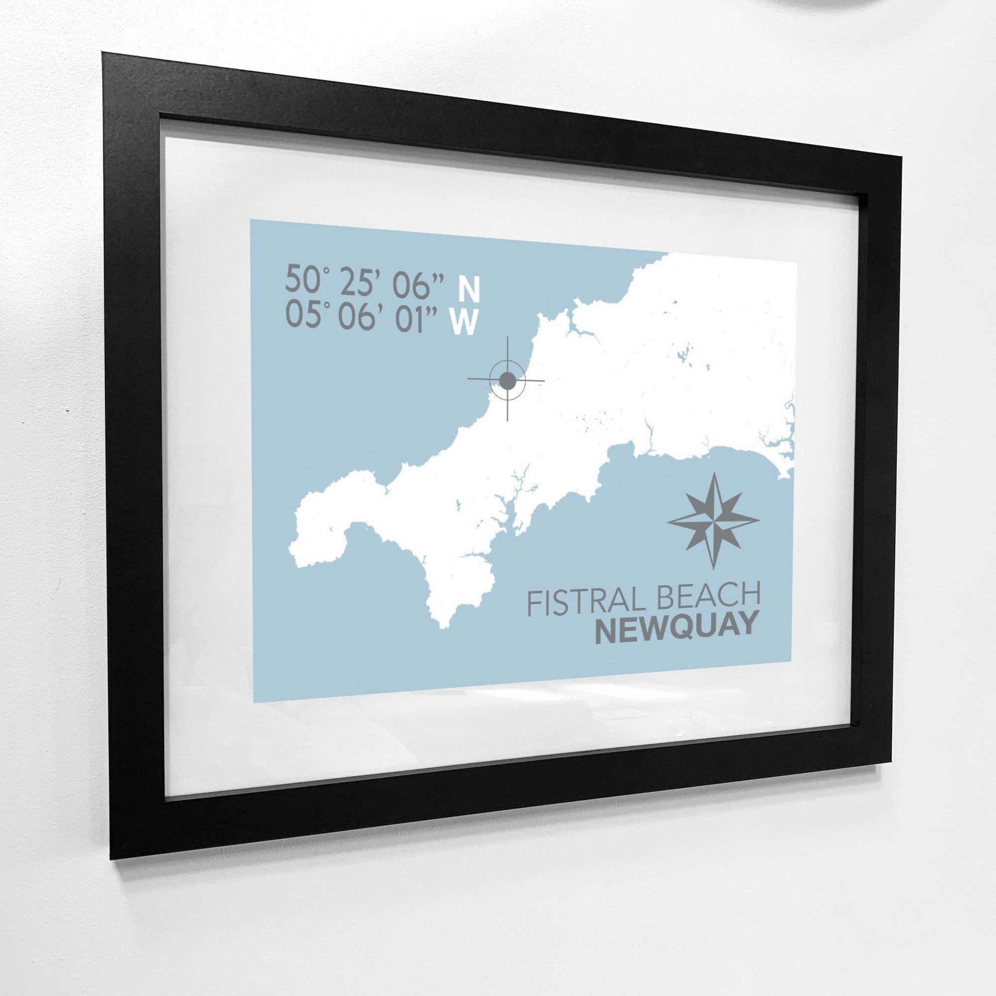 Fistral Beach Coastal Map Print-SeaKisses