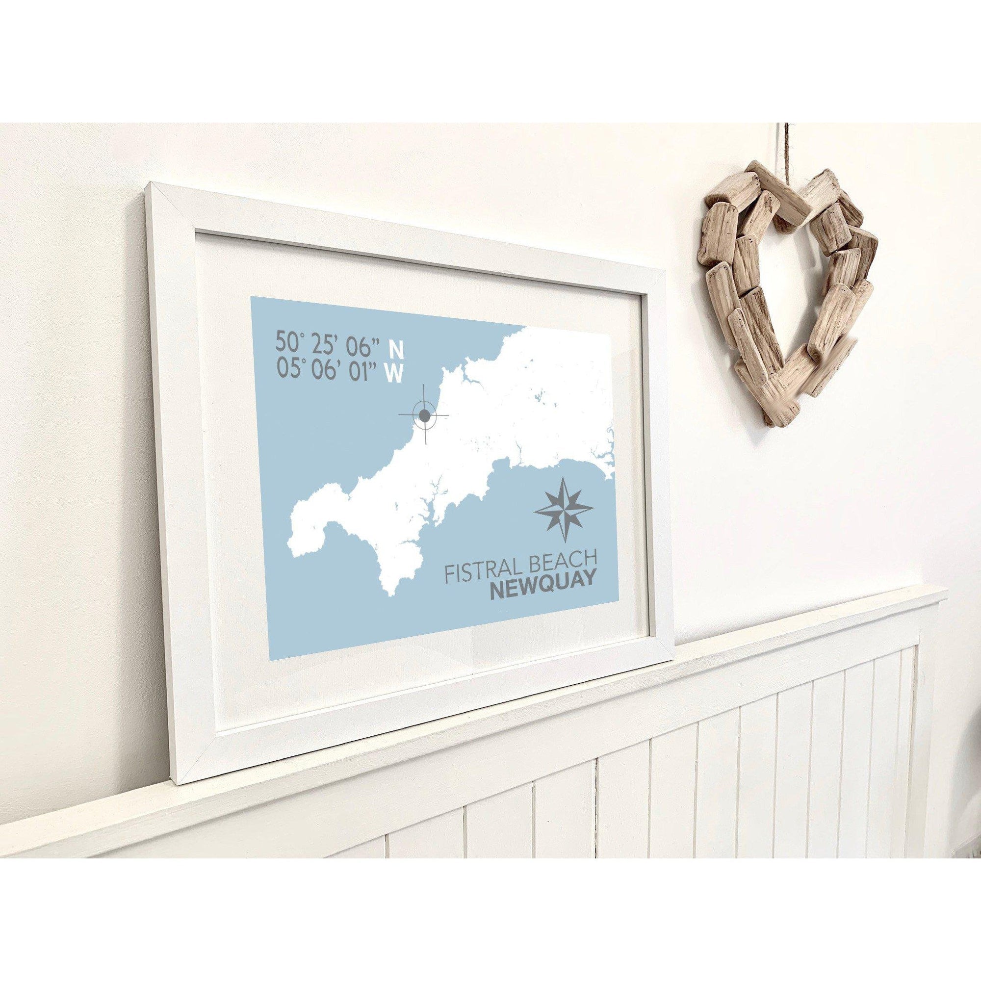 Fistral Beach Coastal Map Print-SeaKisses