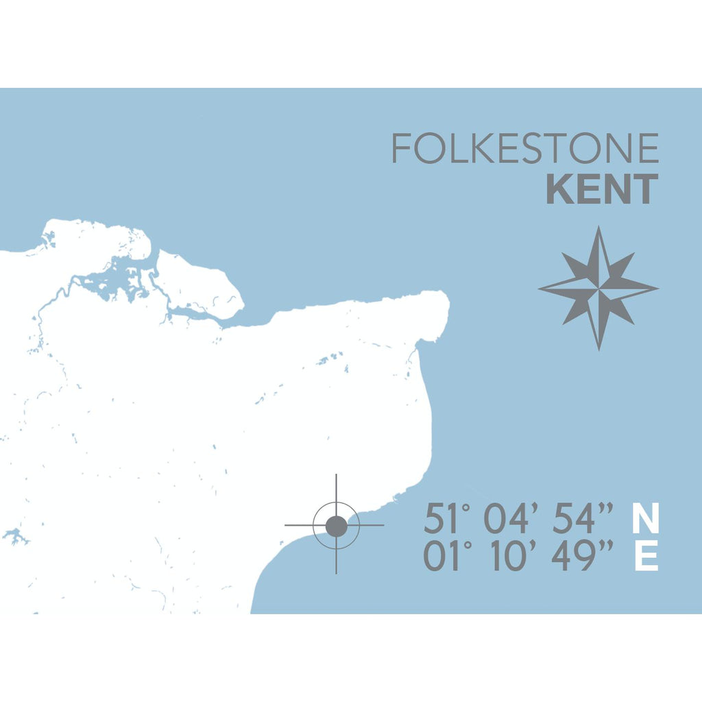 Folkestone Map Travel Print - Coastal Wall Art /Poster-SeaKisses