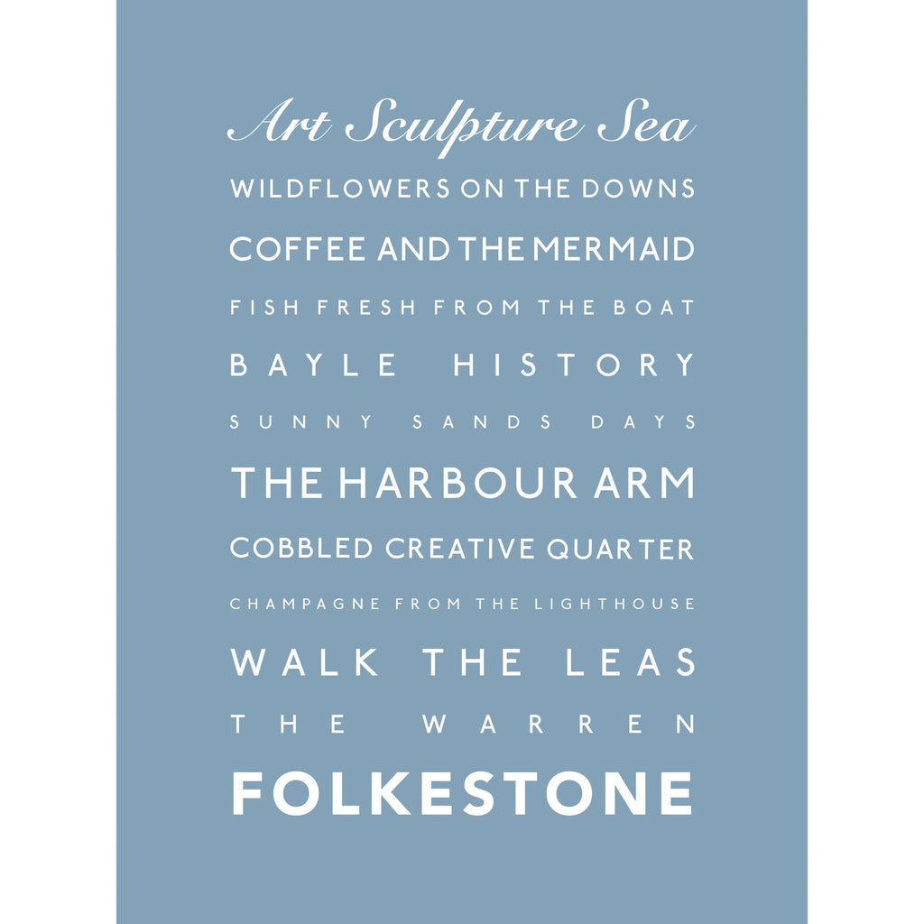 Folkestone Typographic Seaside Print - Coastal Wall Art /Poster-SeaKisses