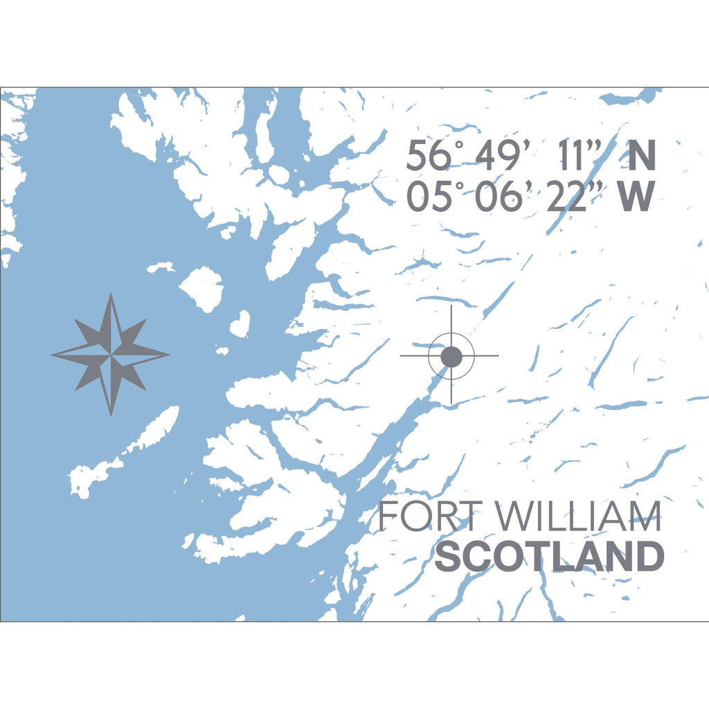 Fort William Coastal Map Print-SeaKisses