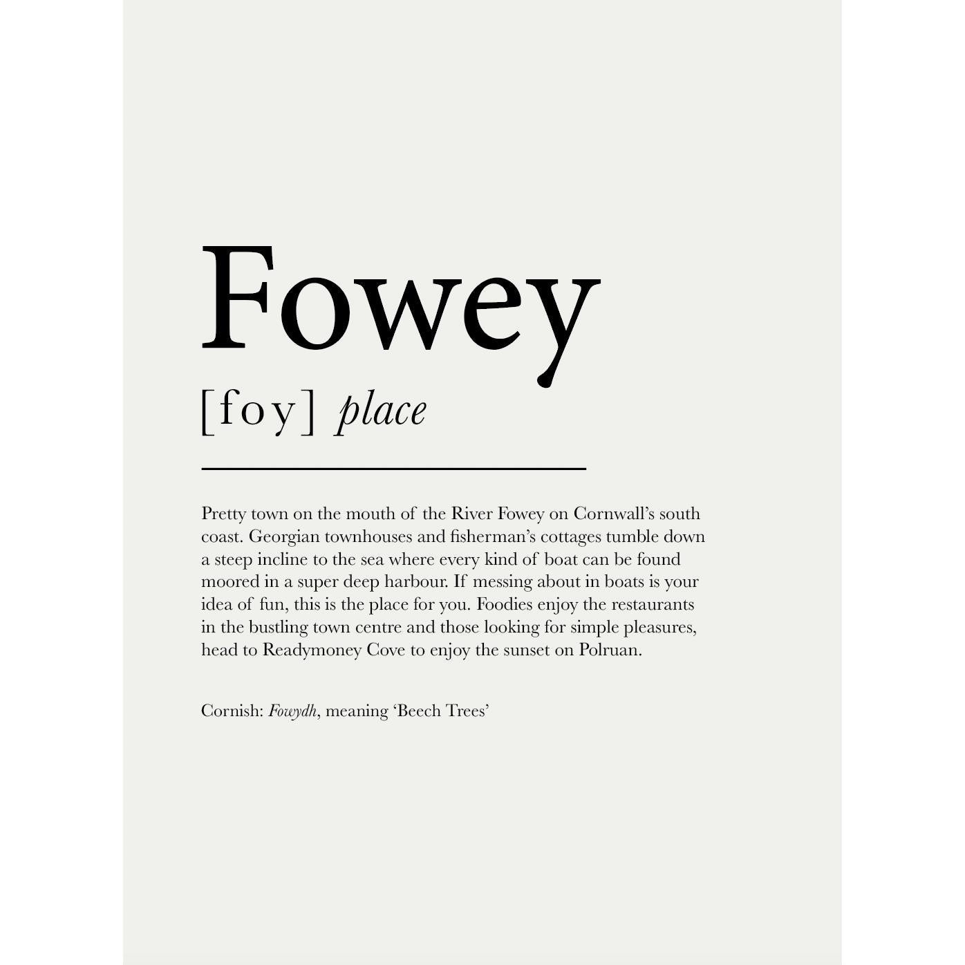 Fowey Definition Typographic Print-SeaKisses