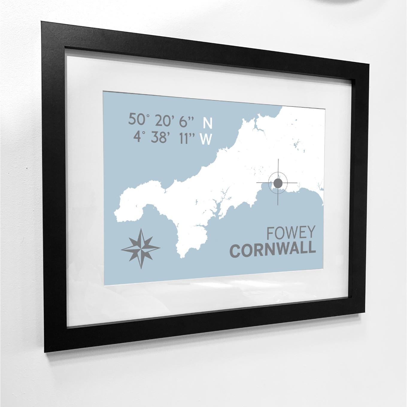 Fowey Coastal Map Print-SeaKisses