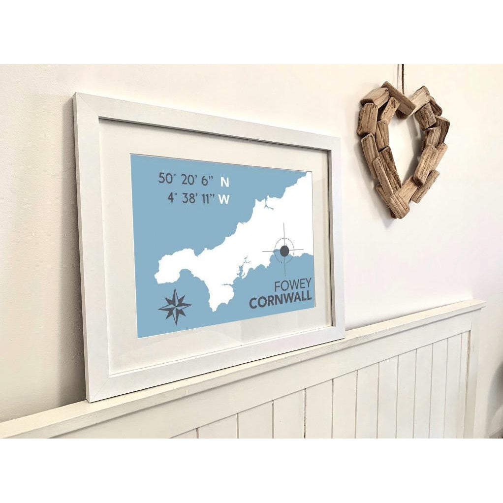 Fowey Coastal Map Print-SeaKisses