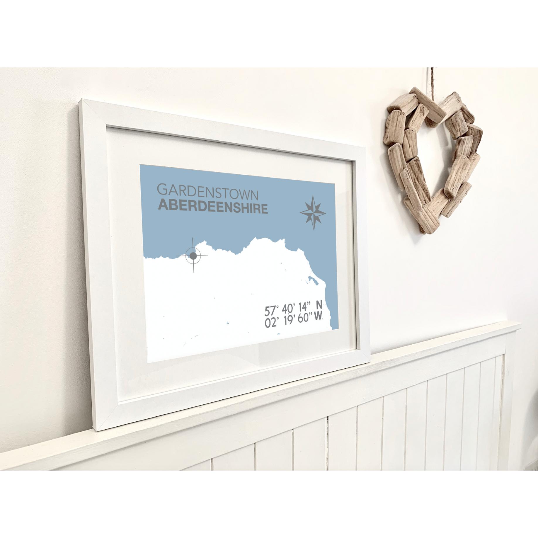 Gardenstown Coastal Map Print-SeaKisses