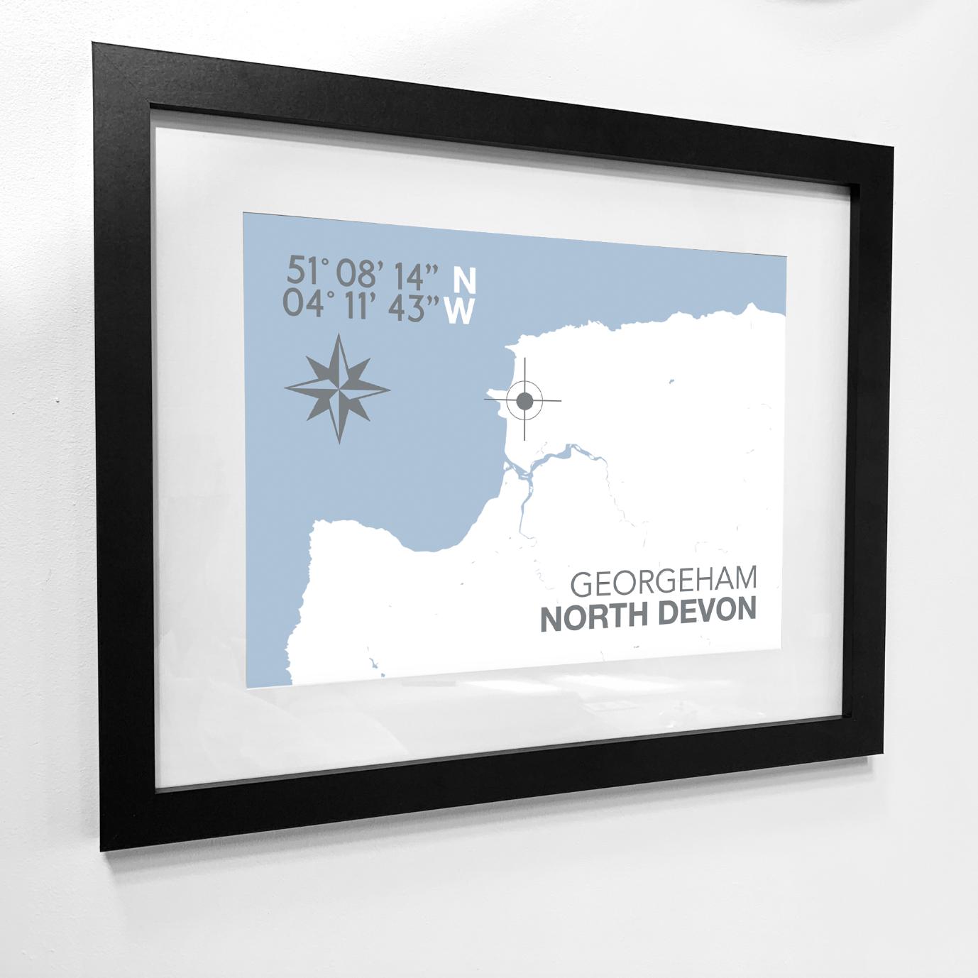 Georgeham Coastal Map Print-SeaKisses