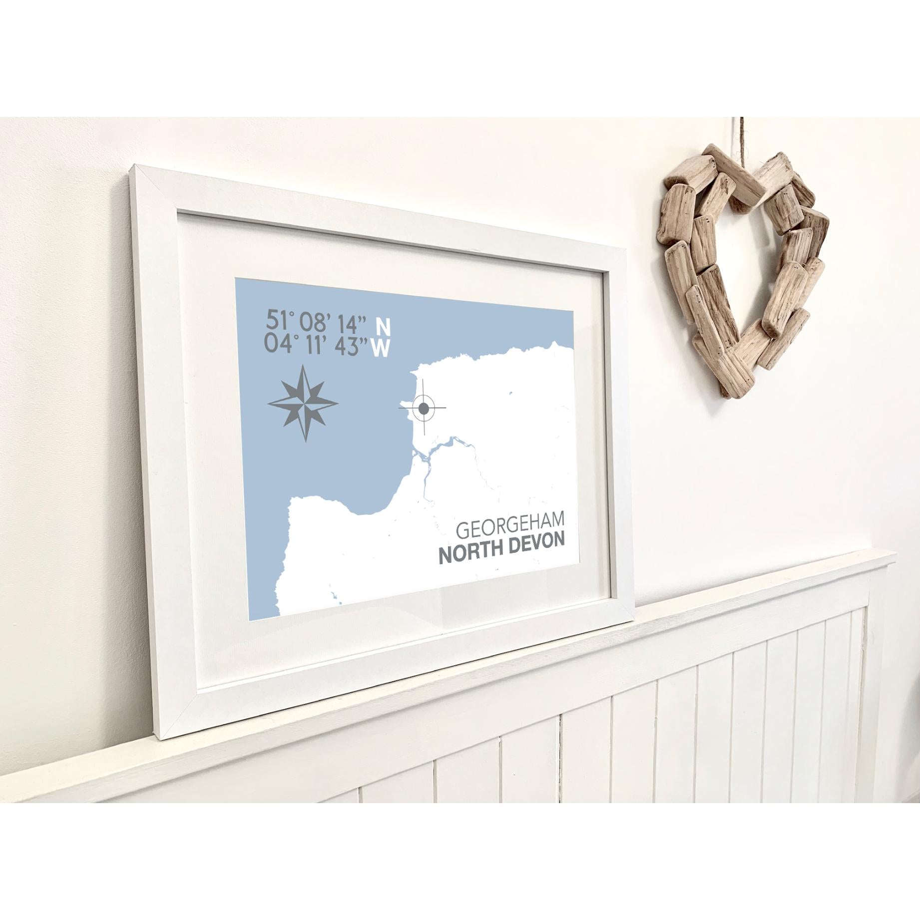 Georgeham Coastal Map Print-SeaKisses