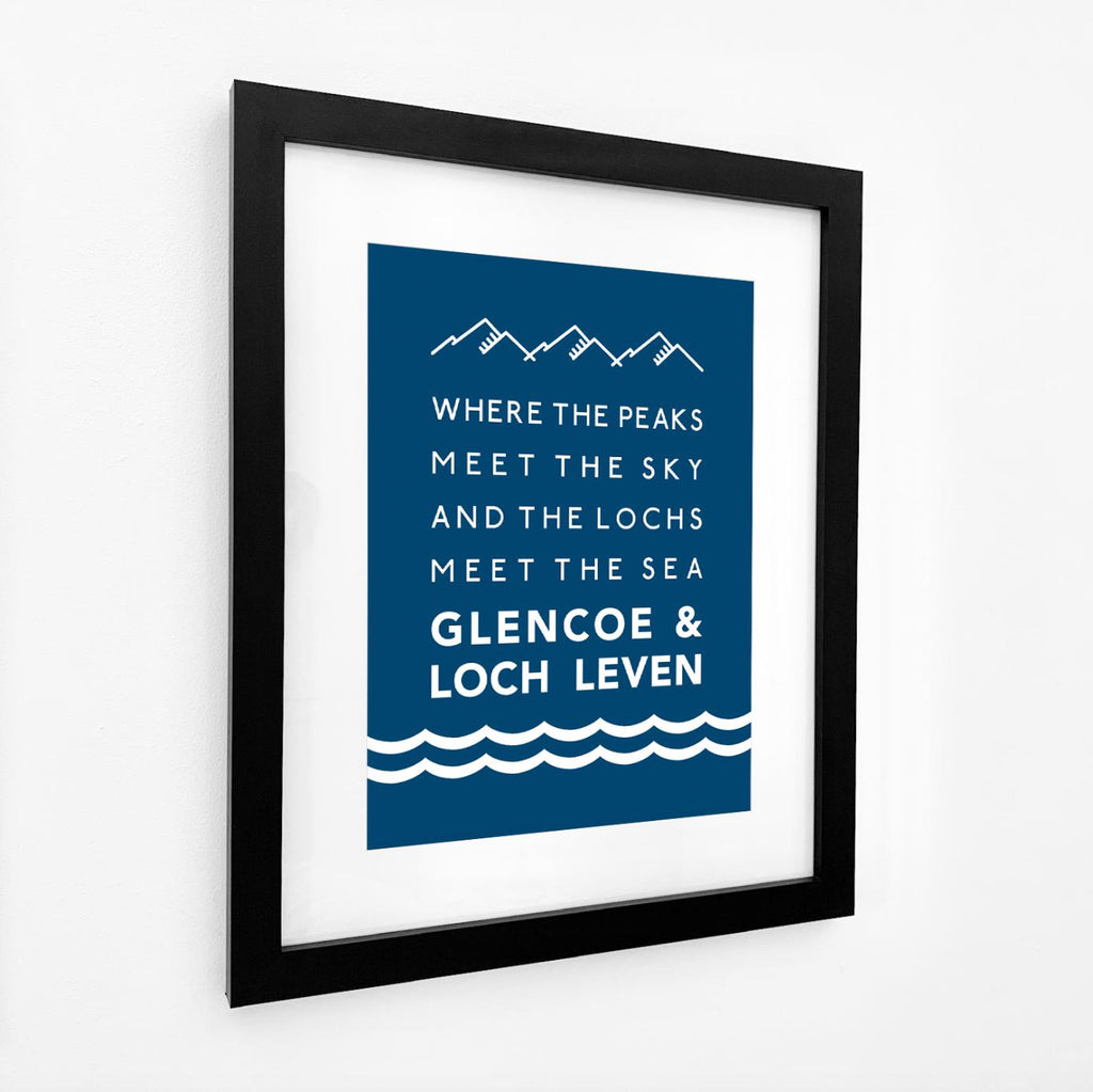 Glencoe and Loch Leven Typographic Print - Coastal Wall Art /Poster-SeaKisses