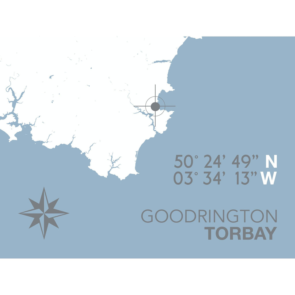 Goodrington Beach Coastal Map Print-SeaKisses