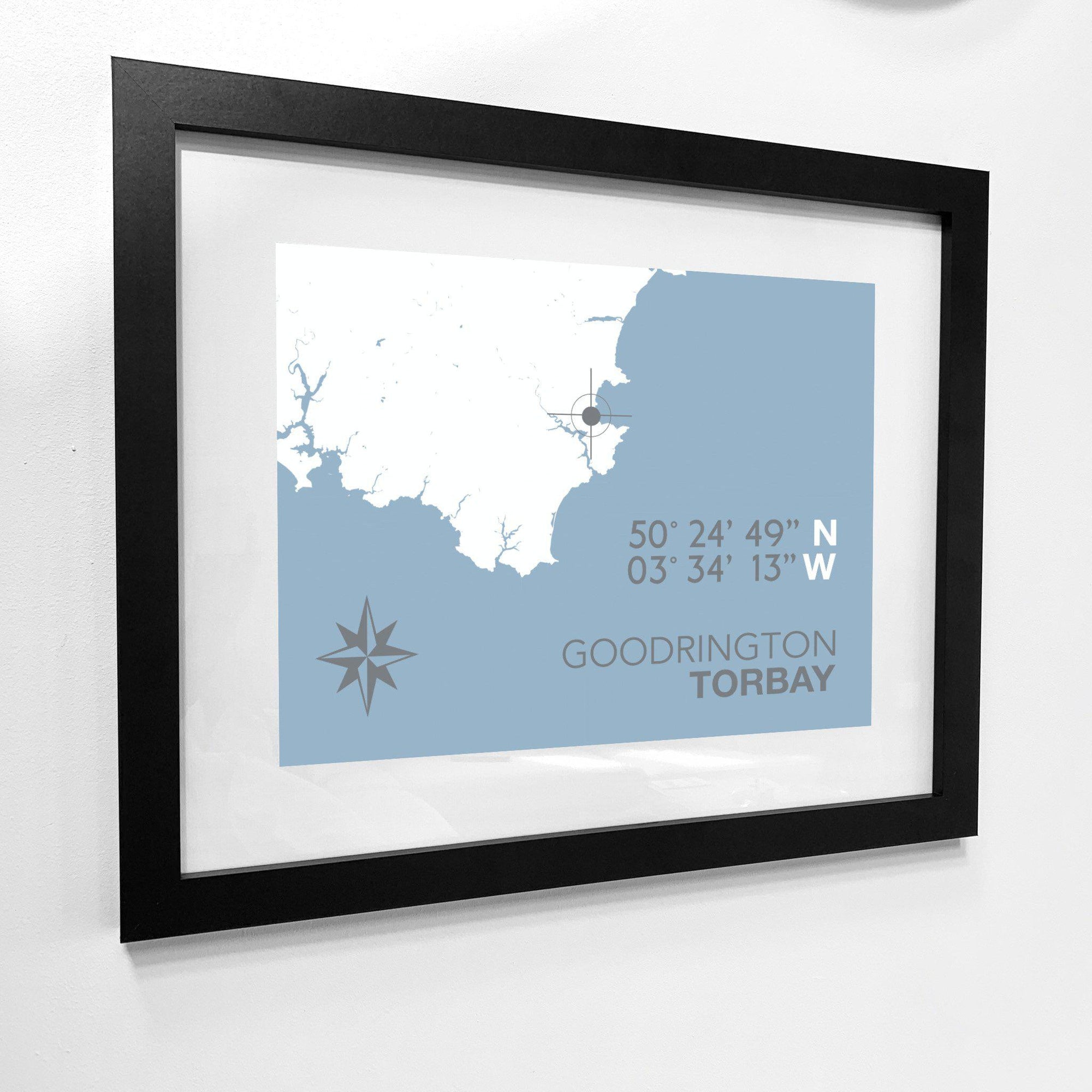 Goodrington Beach Coastal Map Print-SeaKisses