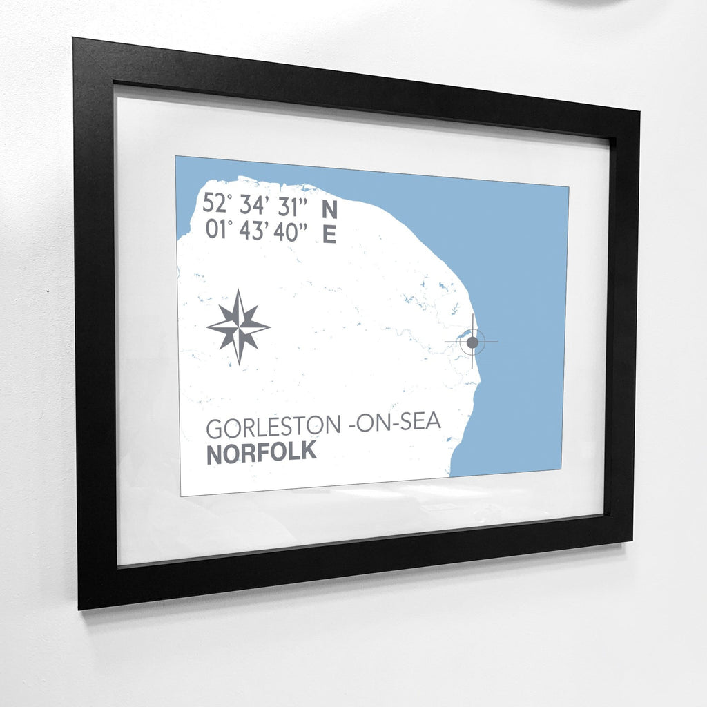 Gorleston-On-Sea Map Travel Print- Coastal Wall Art /Poster-SeaKisses