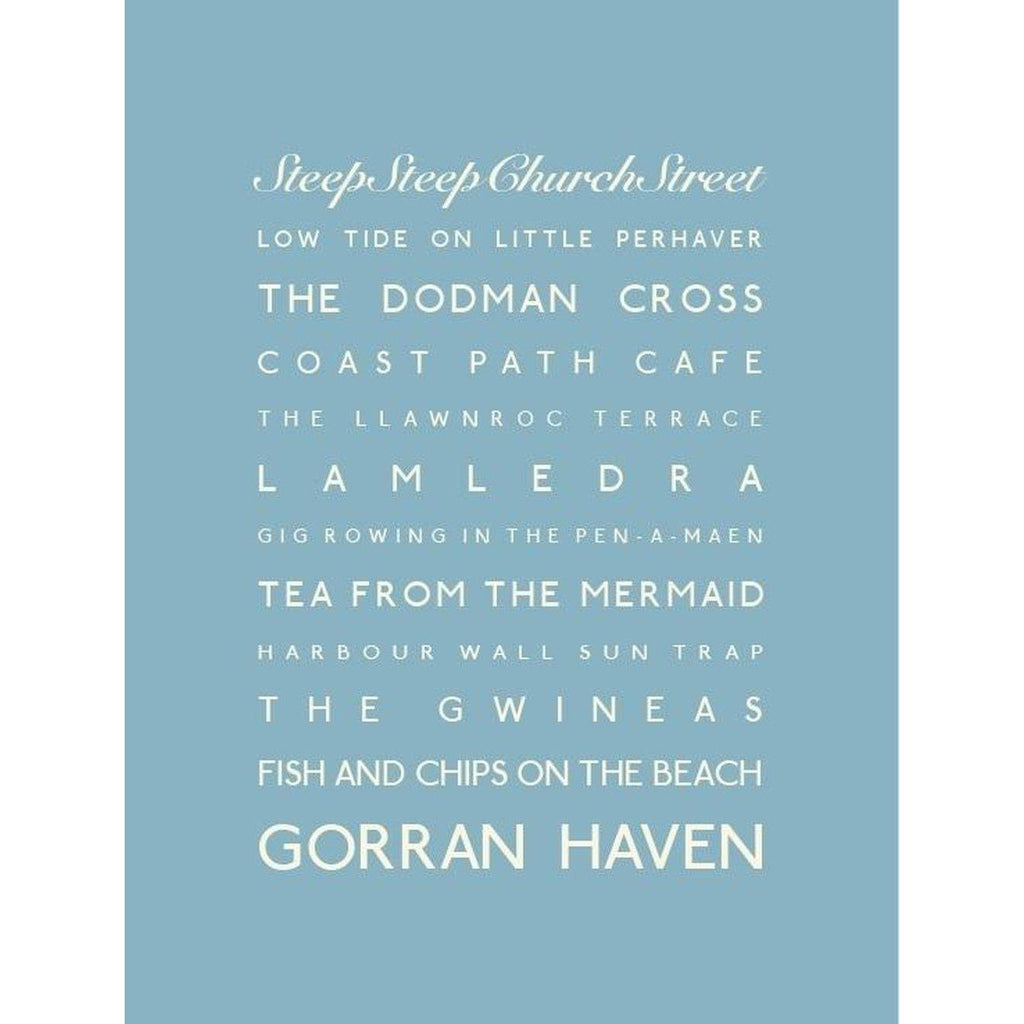 Gorran Haven Typographic Travel Print- Coastal Wall Art /Poster-SeaKisses