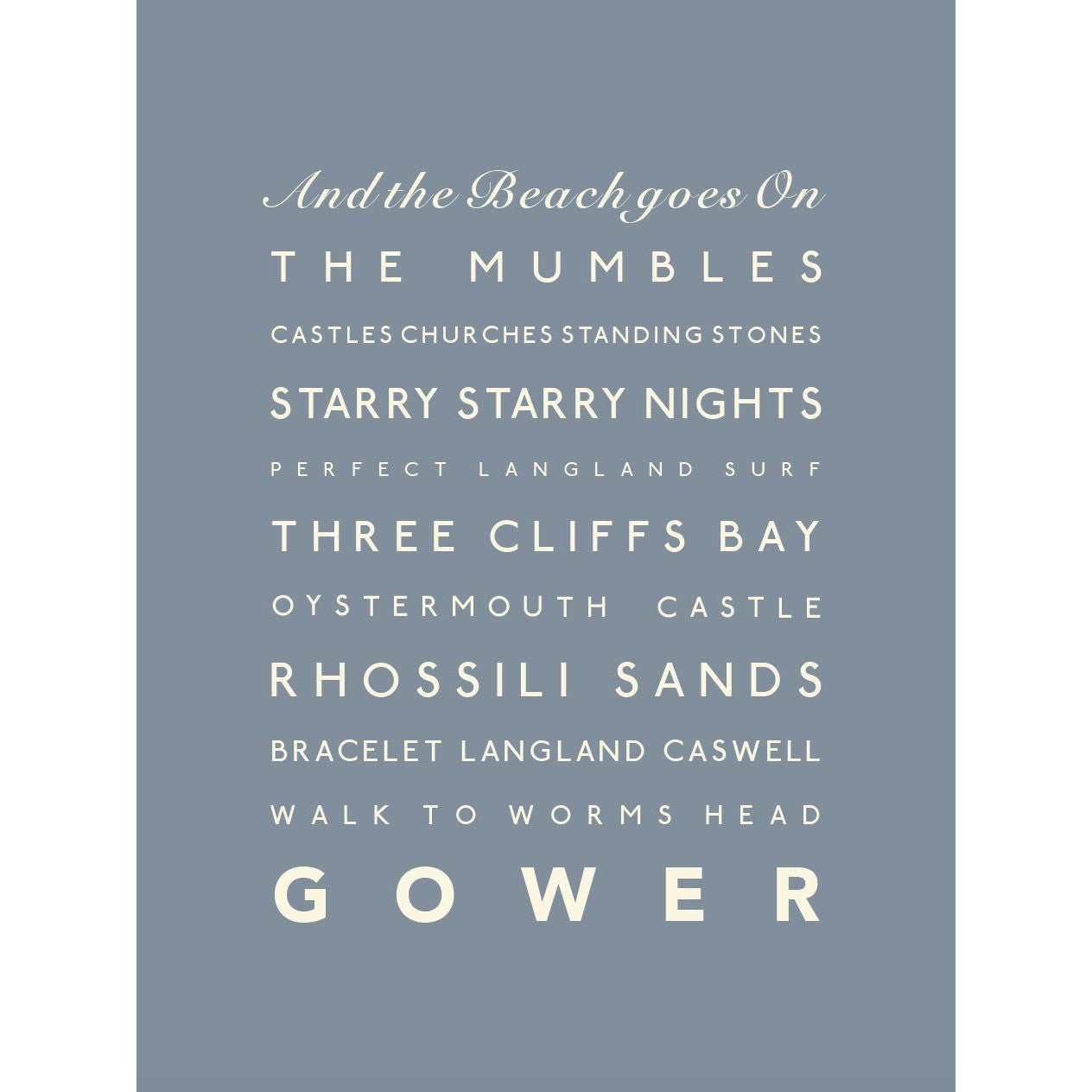 Gower Typographic Print-SeaKisses