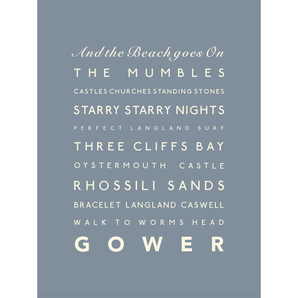 Gower Typographic Print-SeaKisses