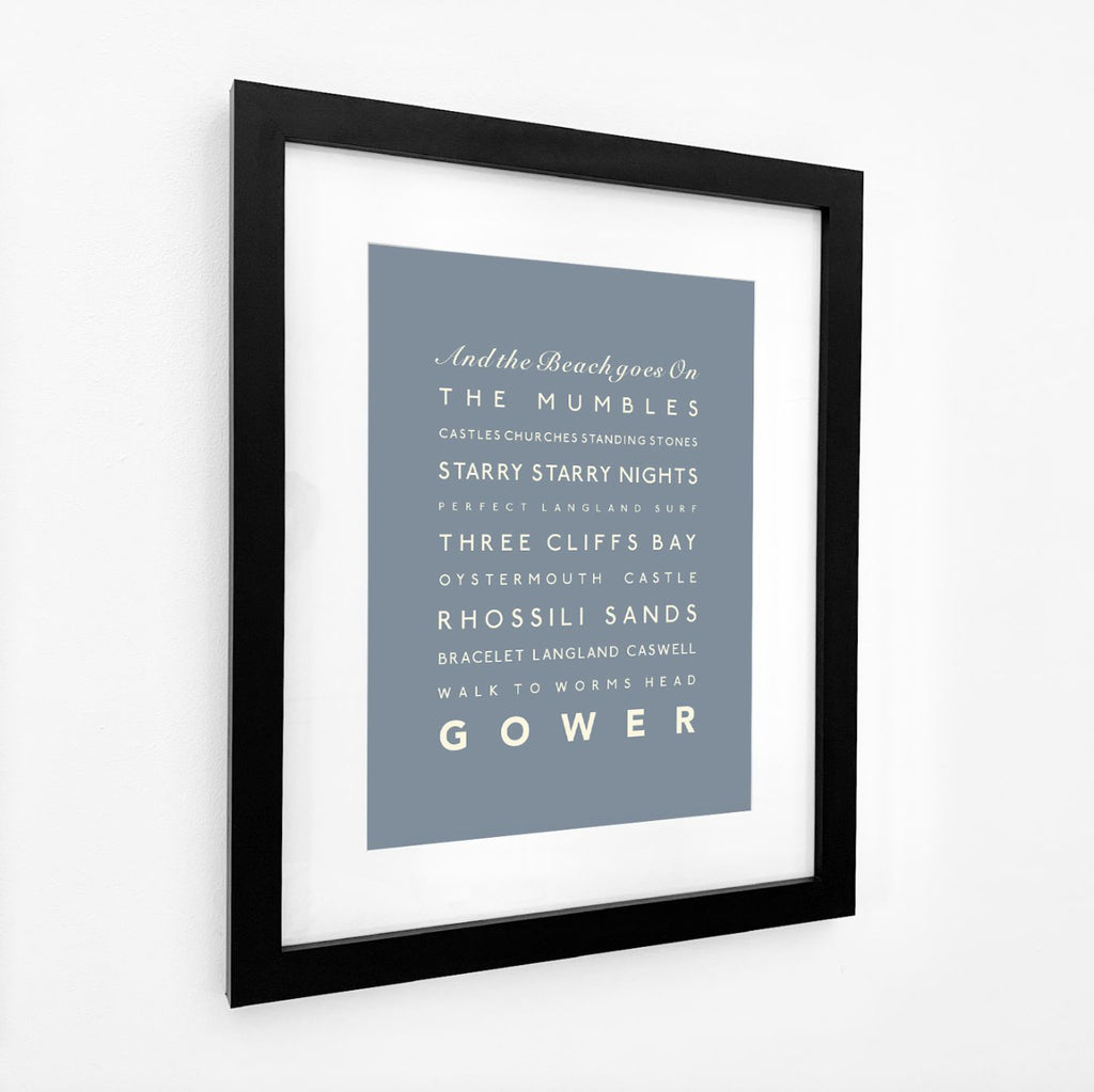 Gower Typographic Travel Print- Coastal Wall Art /Poster-SeaKisses