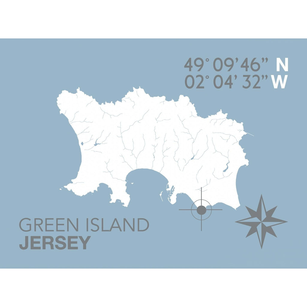 Green Island Map Travel Print- Coastal Wall Art /Poster-SeaKisses