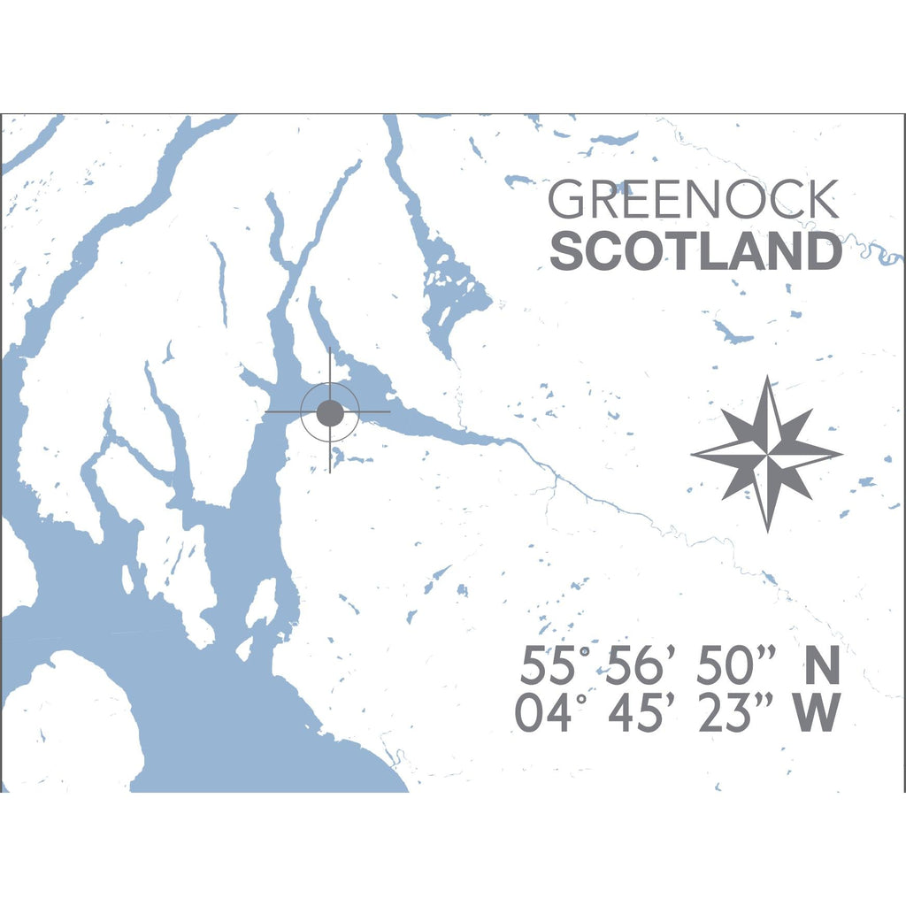 Greenock Coastal Map Print-SeaKisses