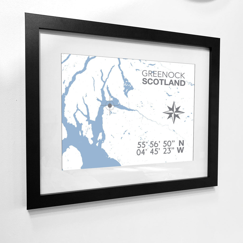 Greenock Coastal Map Print-SeaKisses
