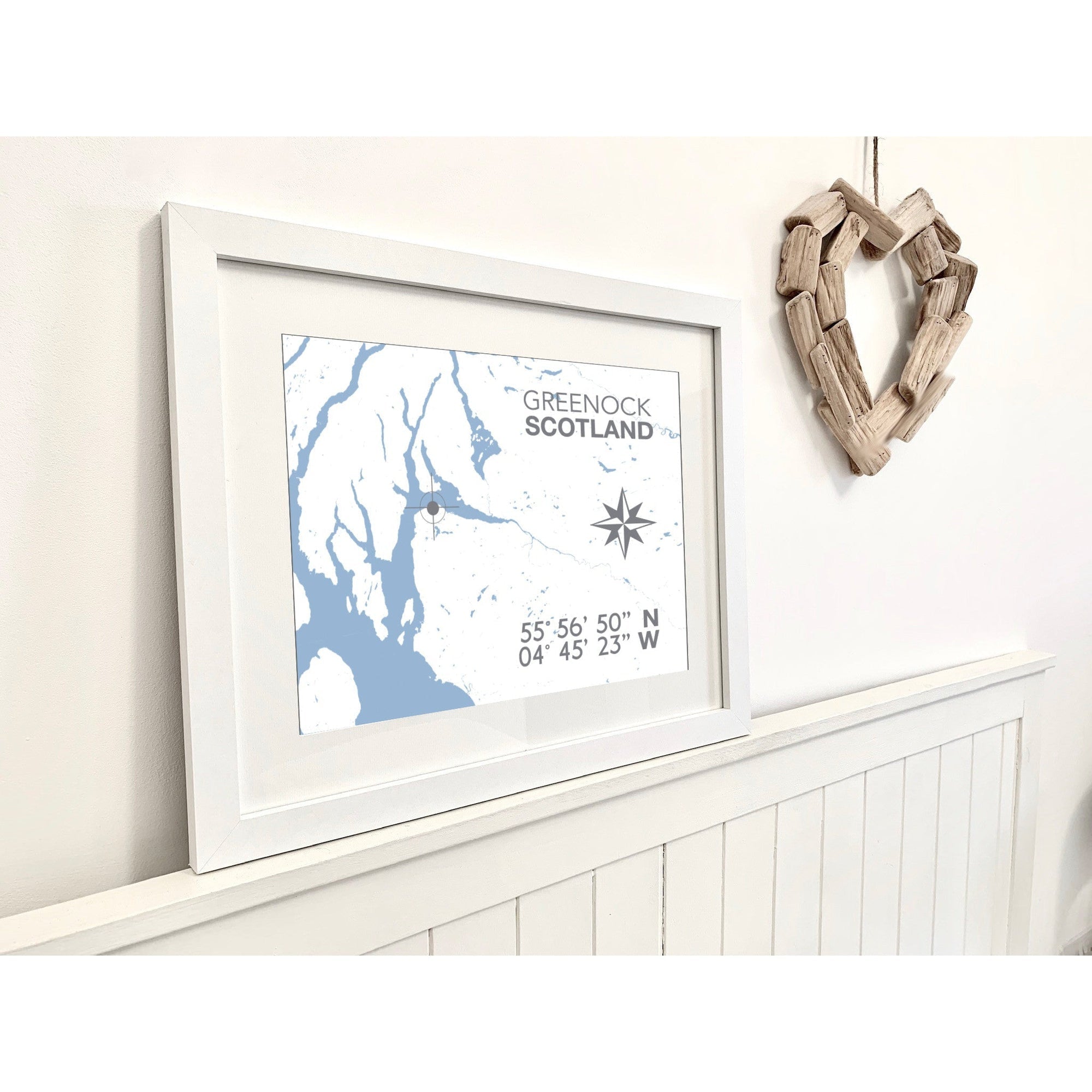 Greenock Coastal Map Print-SeaKisses