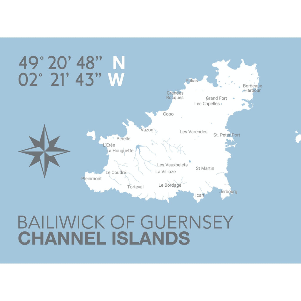 Guernsey Coastal Map Print-SeaKisses