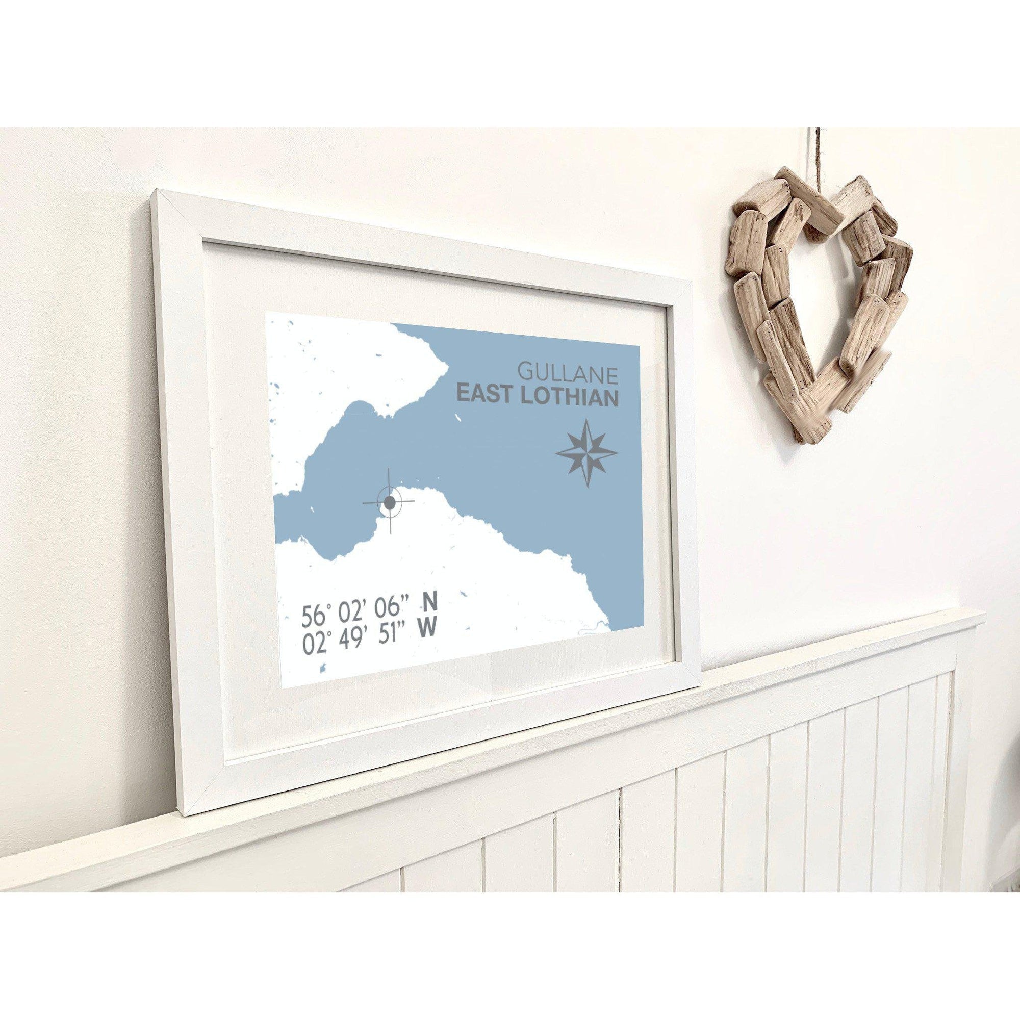 Gullane Coastal Map Print-SeaKisses