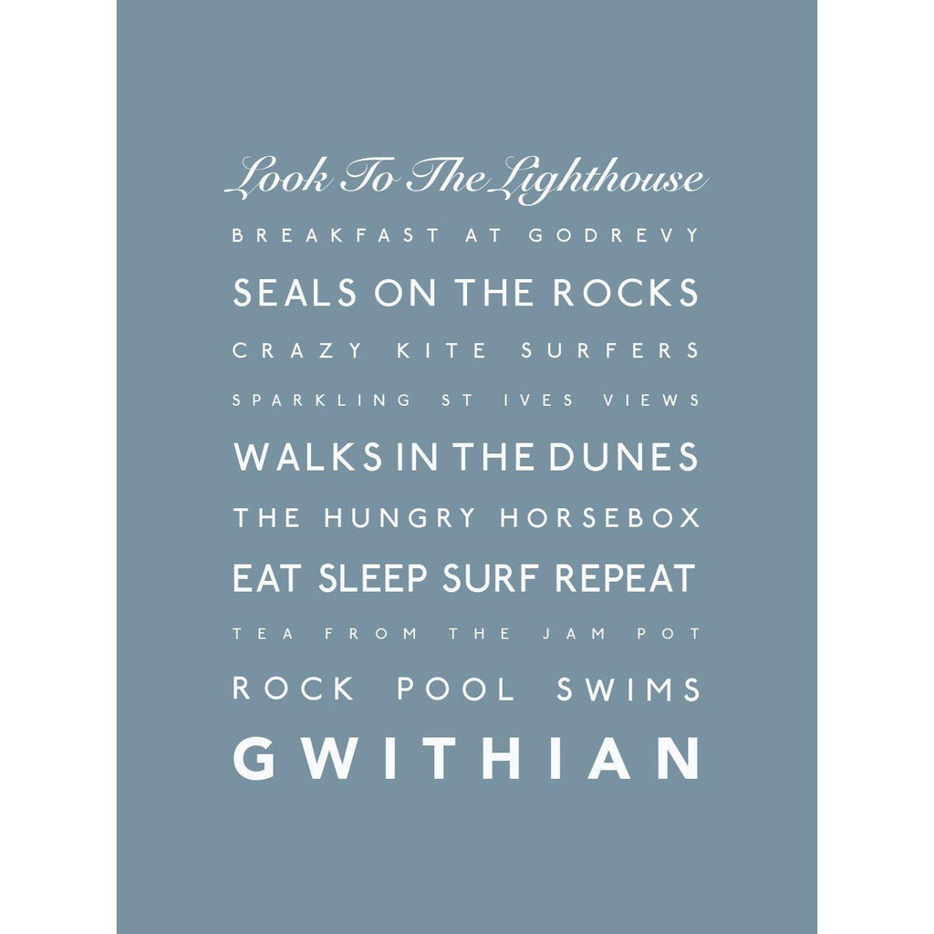 Gwithian Typographic Travel Print- Coastal Wall Art /Poster-SeaKisses