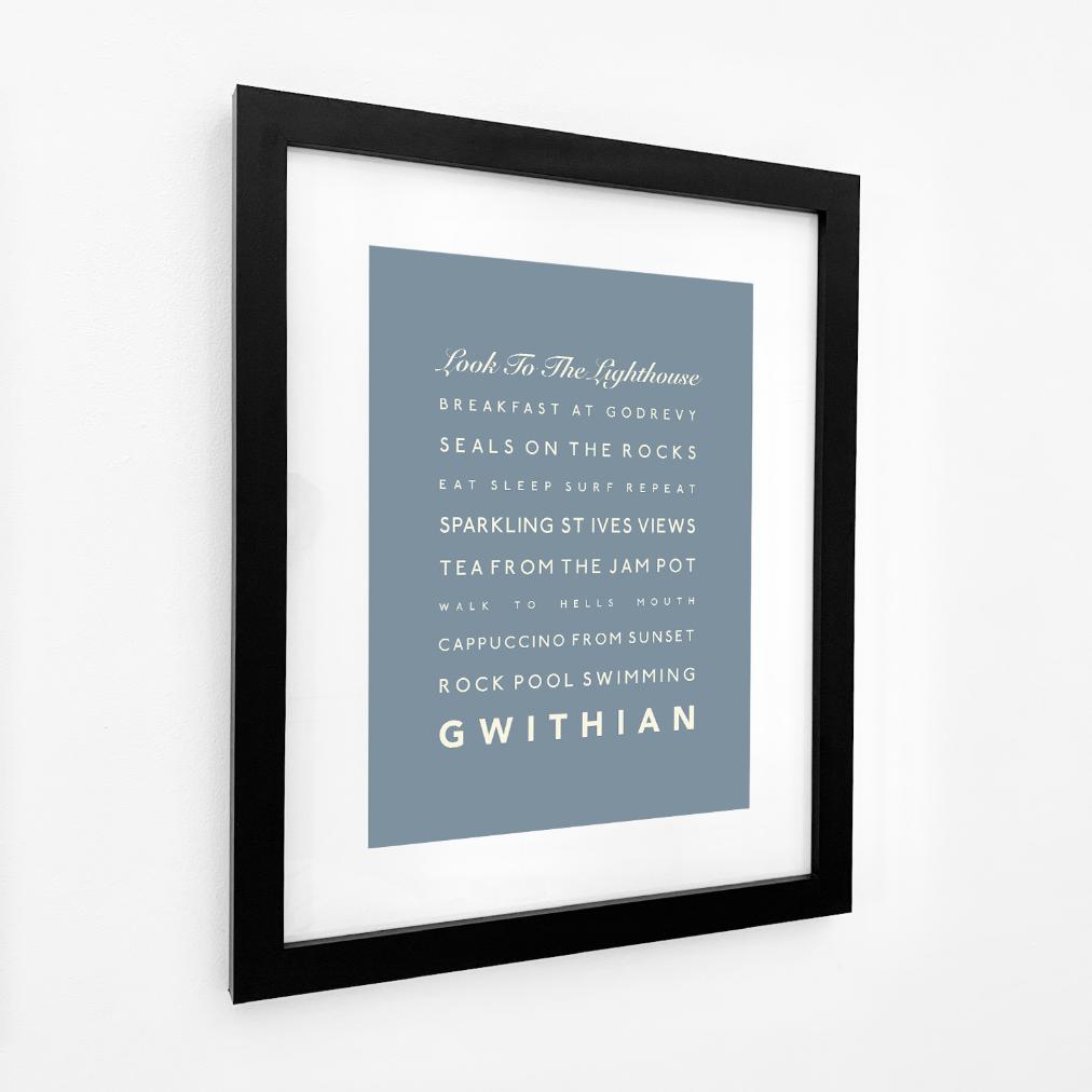 Gwithian Typographic Travel Print- Coastal Wall Art /Poster-SeaKisses