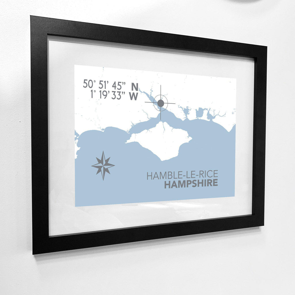 Hamble le Rice Coastal Map Print-SeaKisses