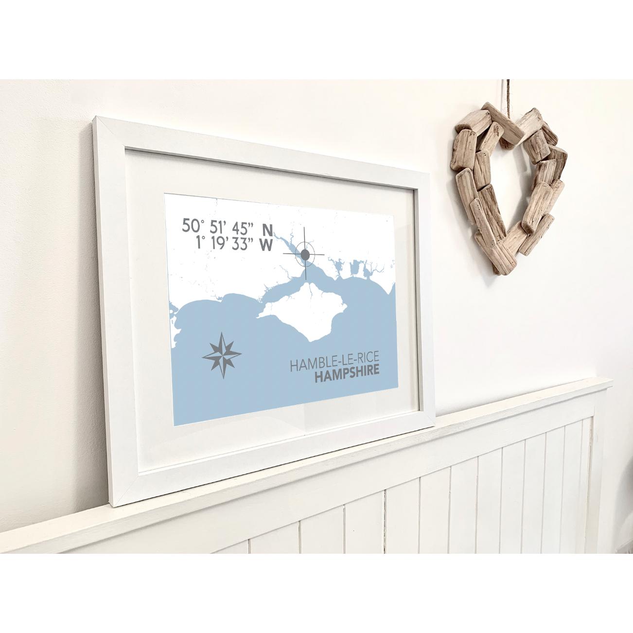 Hamble le Rice Coastal Map Print-SeaKisses