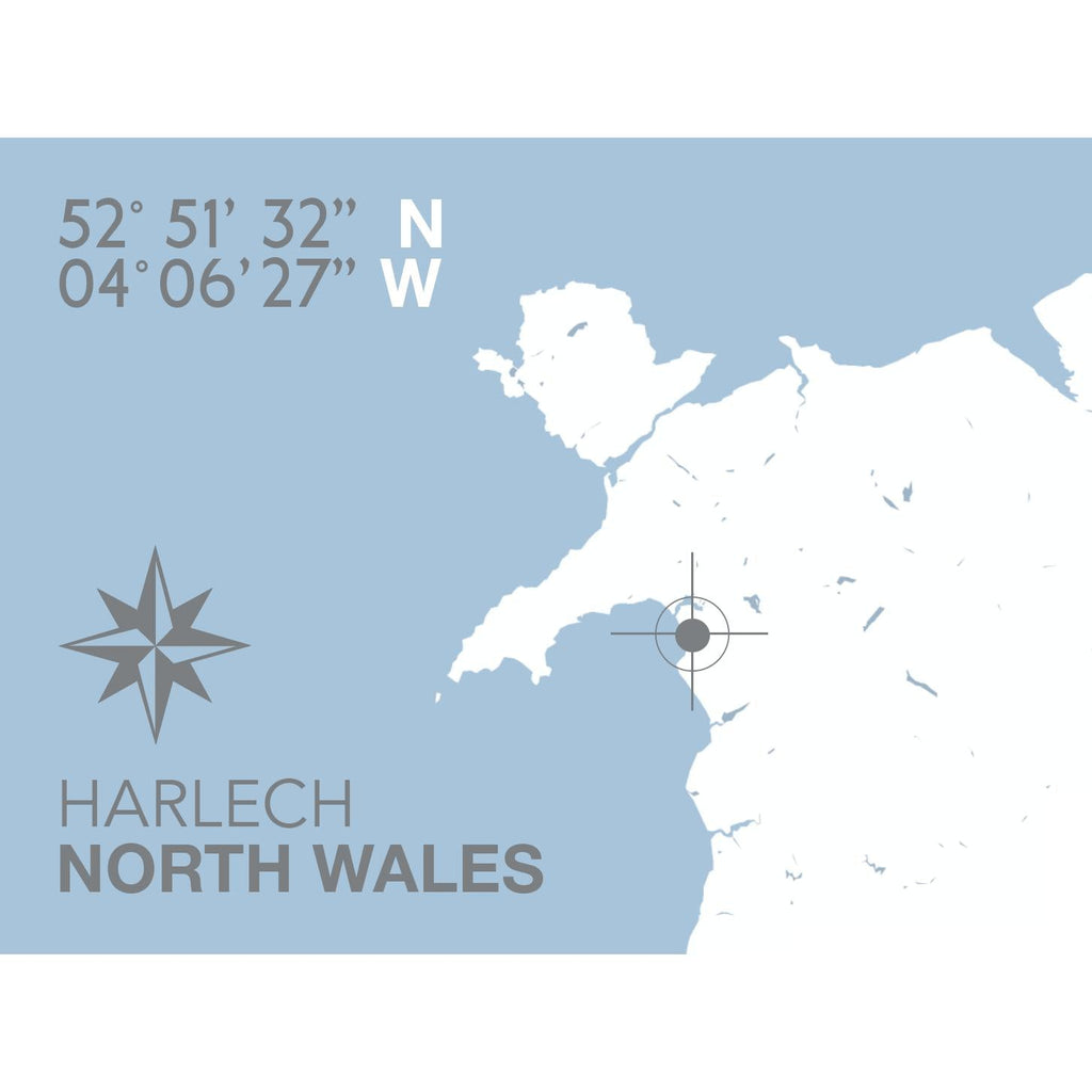 Harlech Coastal Map Print Map-SeaKisses