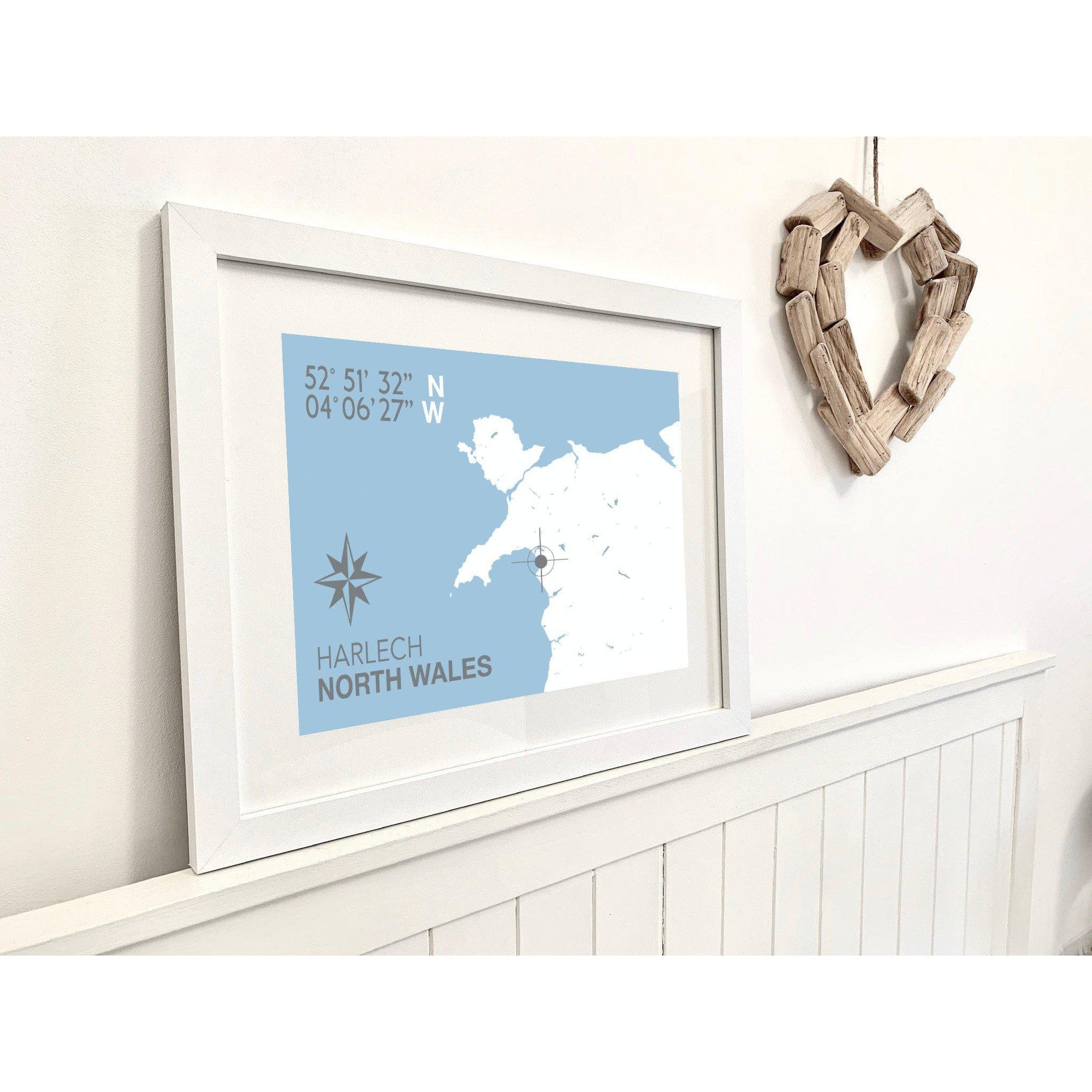 Harlech Coastal Map Print Map-SeaKisses