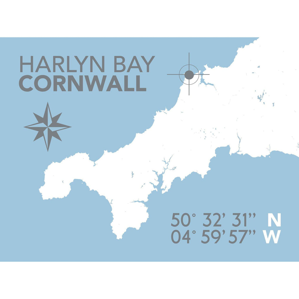 Harlyn Bay Coastal Map Print-SeaKisses