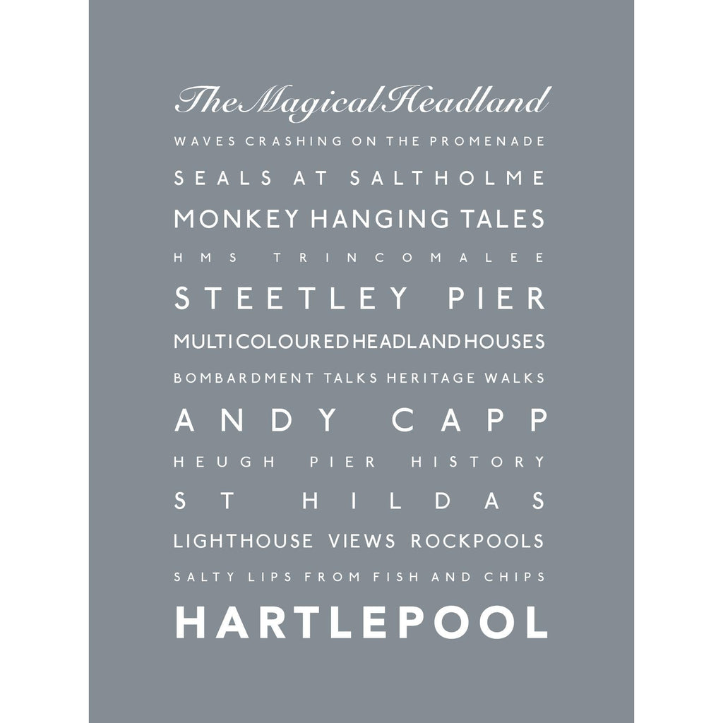 Hartlepool Typographic Seaside Print - Coastal Wall Art /Poster-SeaKisses