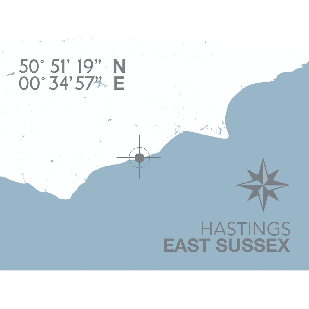 Hastings Map Travel Print- Coastal Wall Art /Poster-SeaKisses