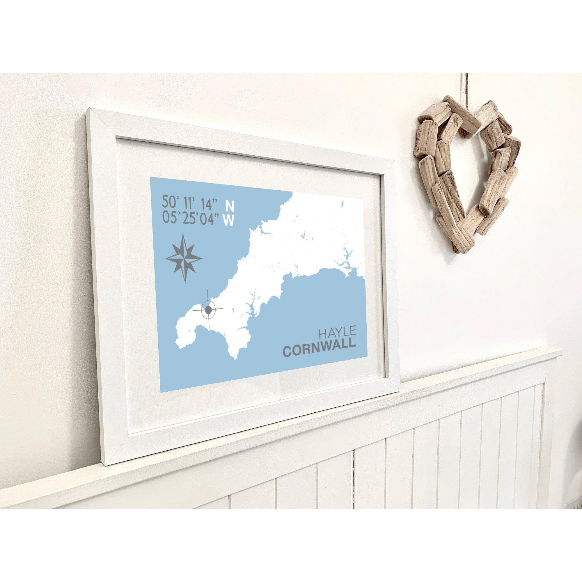 Hayle Coastal Map Print-SeaKisses