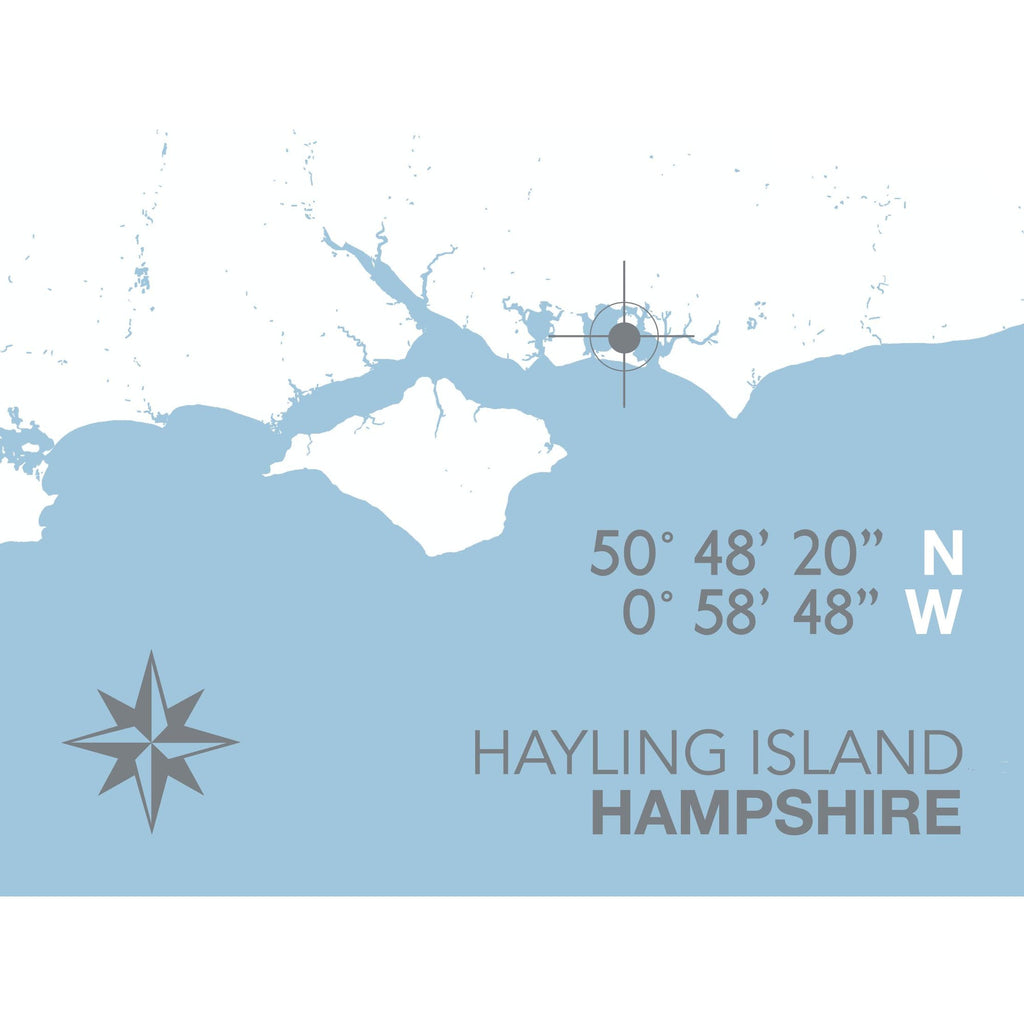 Hayling Island Map Travel Print- Coastal Wall Art /Poster-SeaKisses