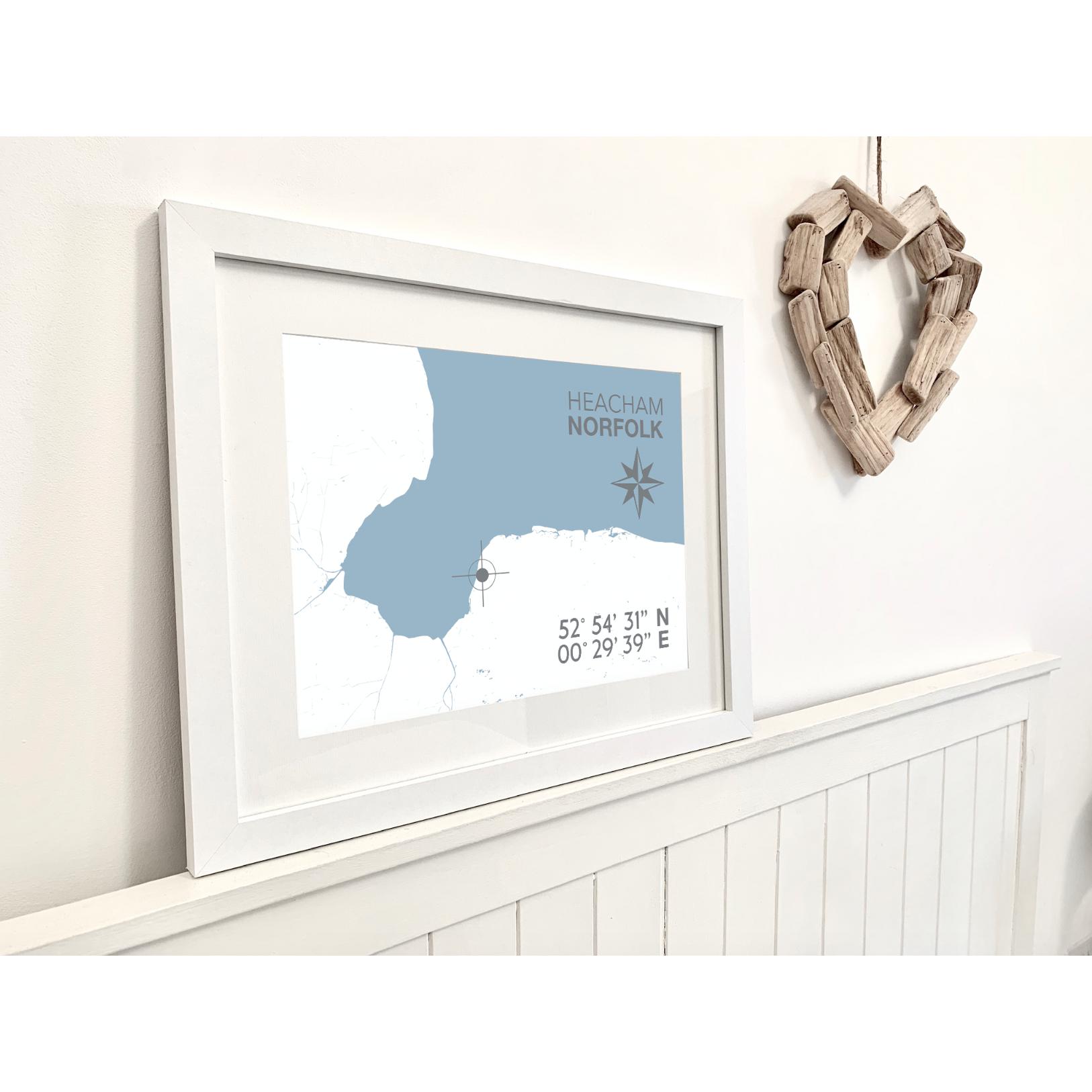 Heacham Coastal Map Print-SeaKisses