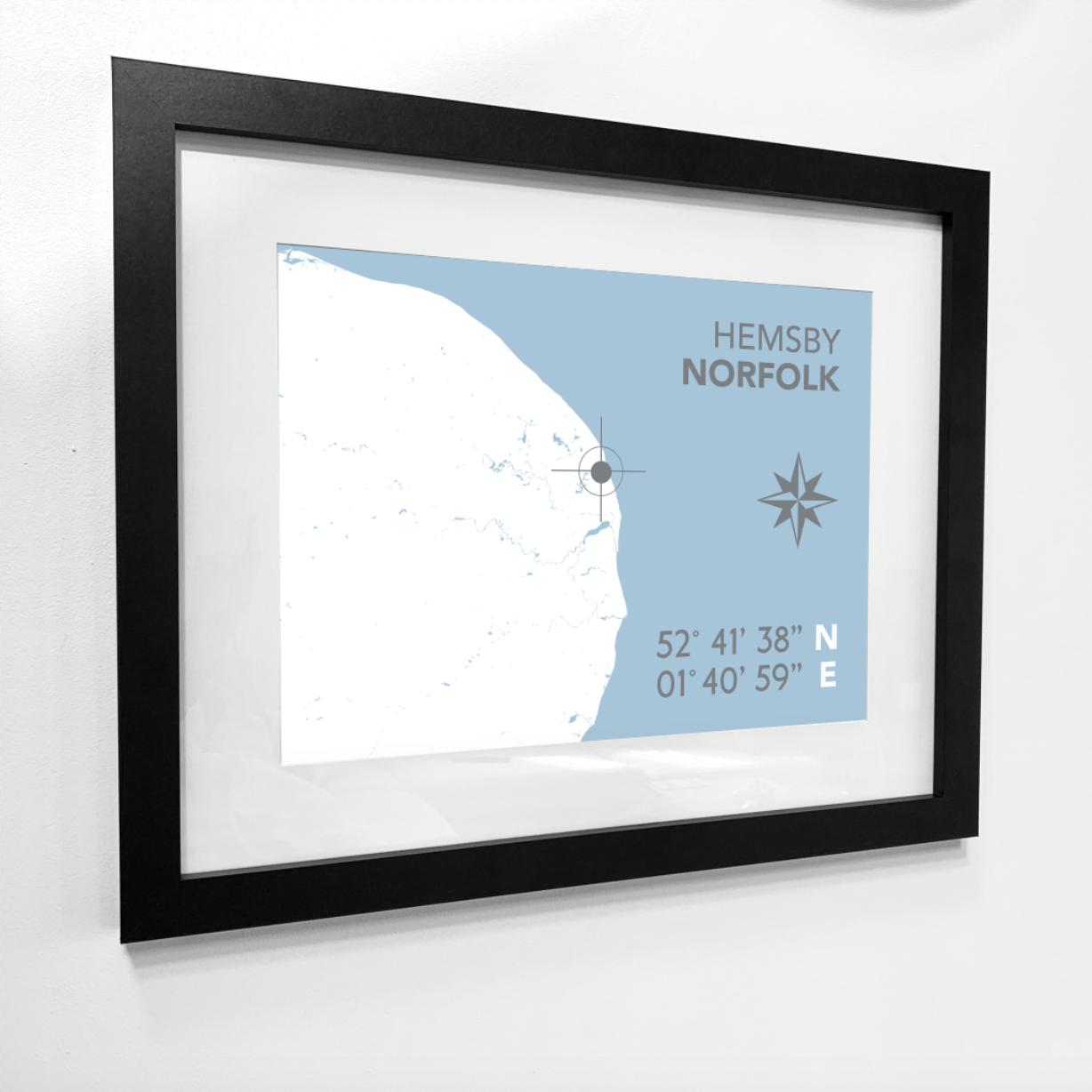 Hemsby Coastal Map Print-SeaKisses