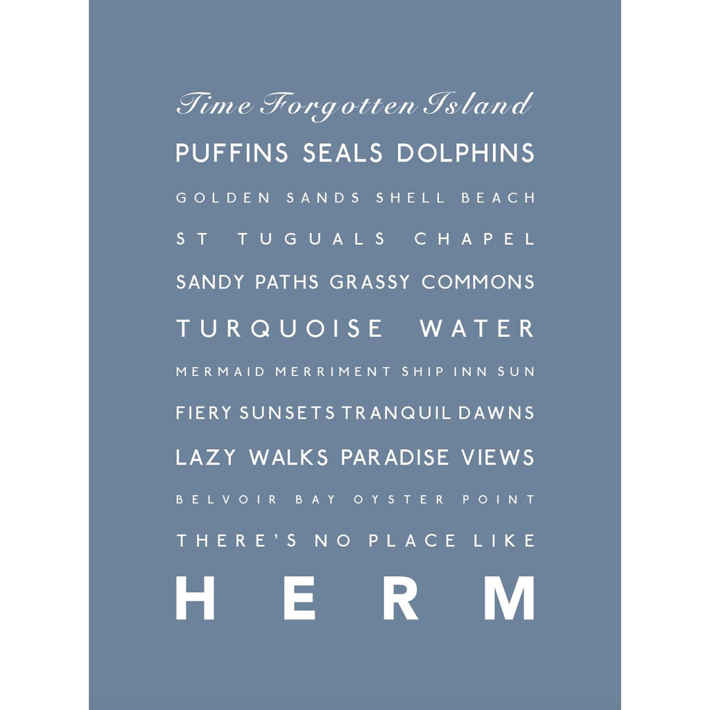 Herm Typographic Travel Print- Coastal Wall Art /Poster-SeaKisses
