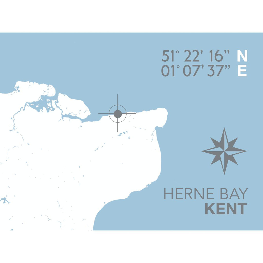 Herne Bay Map Travel Print - Coastal Wall Art /Poster-SeaKisses
