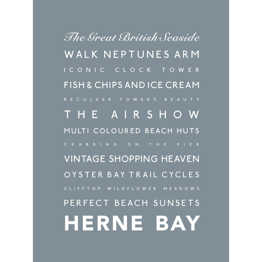 Herne Bay Typographic Seaside Print - Coastal Wall Art /Poster-SeaKisses