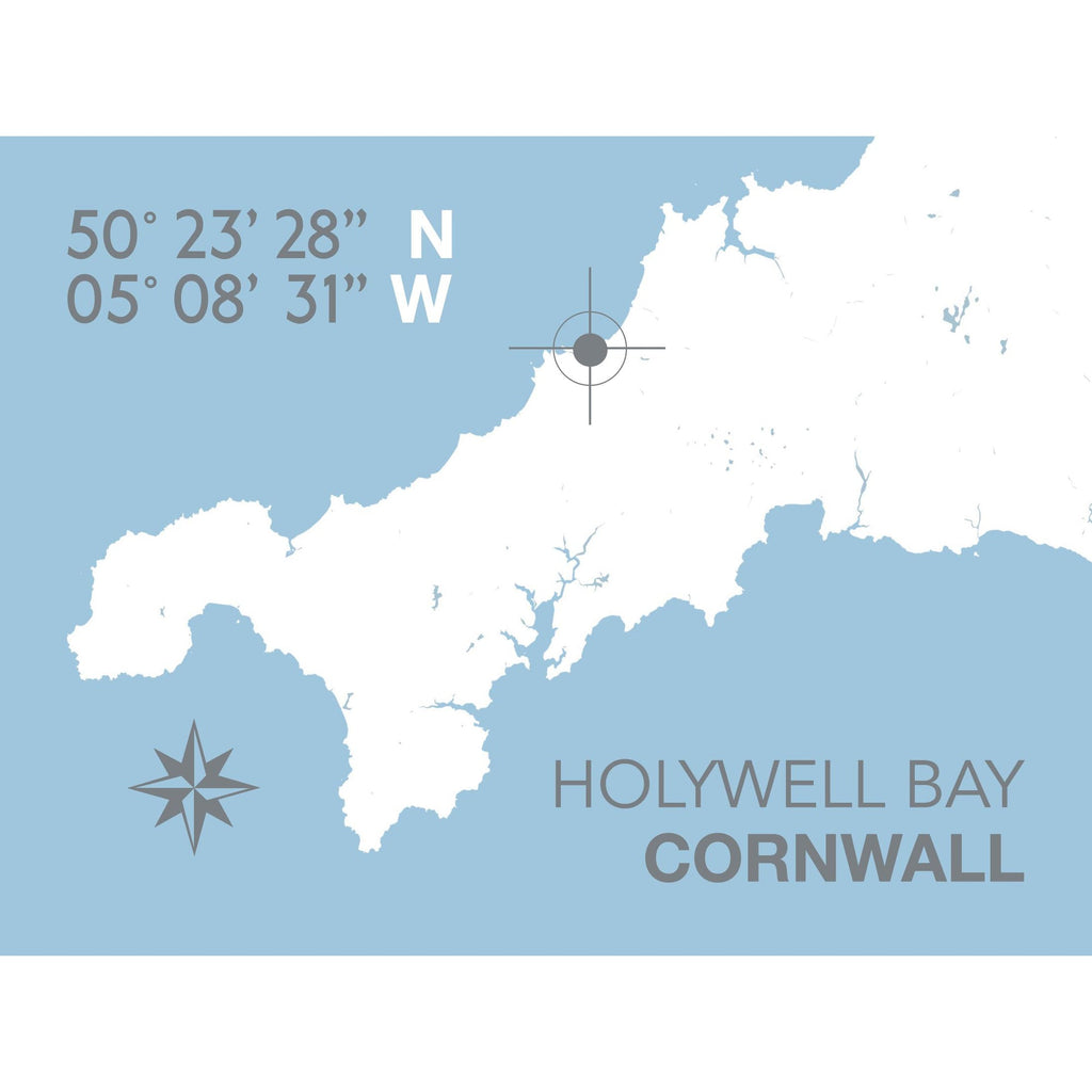Holywell Bay Map Travel Print- Coastal Wall Art /Poster-SeaKisses