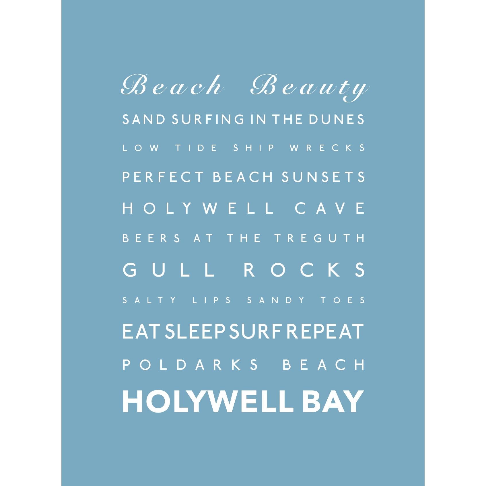 Holywell Bay Typographic Print-SeaKisses