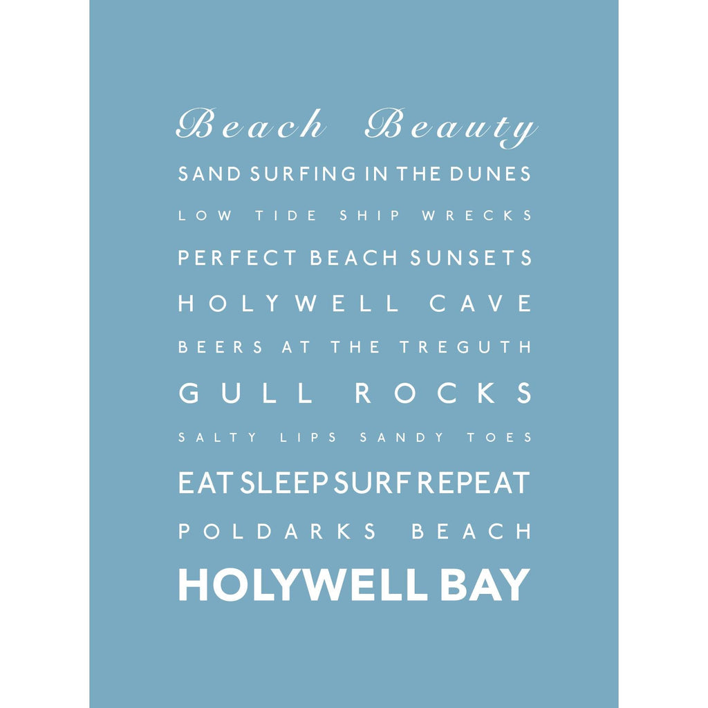 Holywell Bay Typographic Travel Print - Coastal Wall Art /Poster-SeaKisses