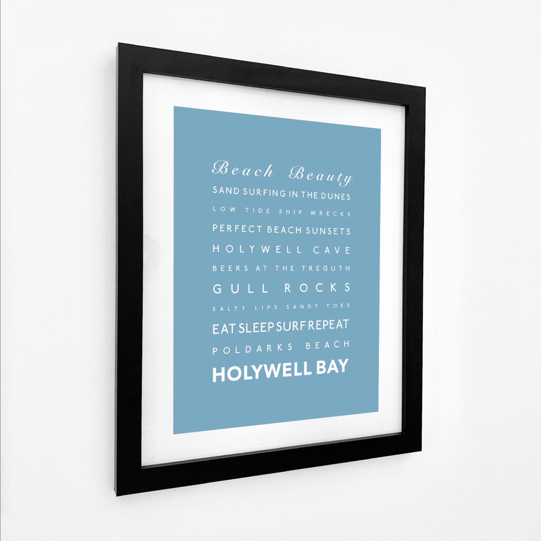 Holywell Bay Typographic Print-SeaKisses