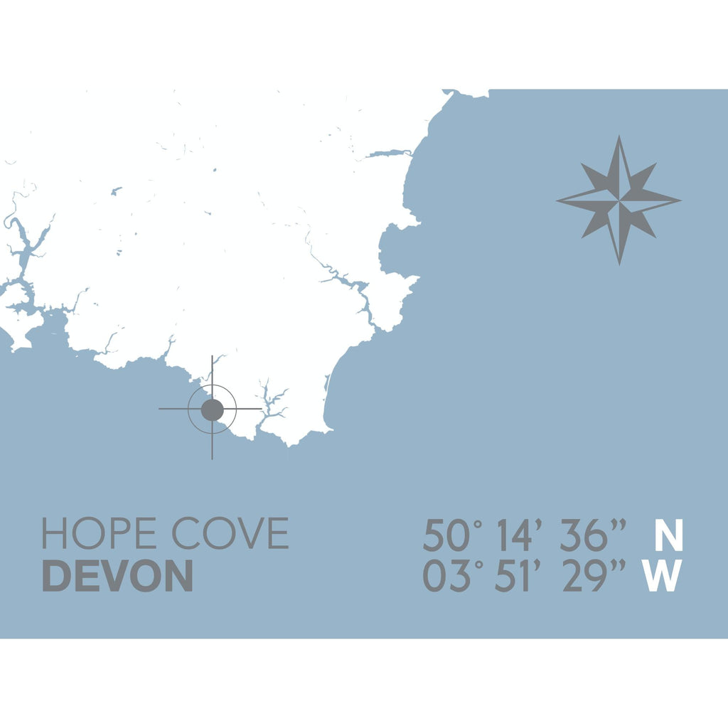 Hope Cove, Kingsbridge Map Travel Print- Coastal Wall Art /Poster-SeaKisses