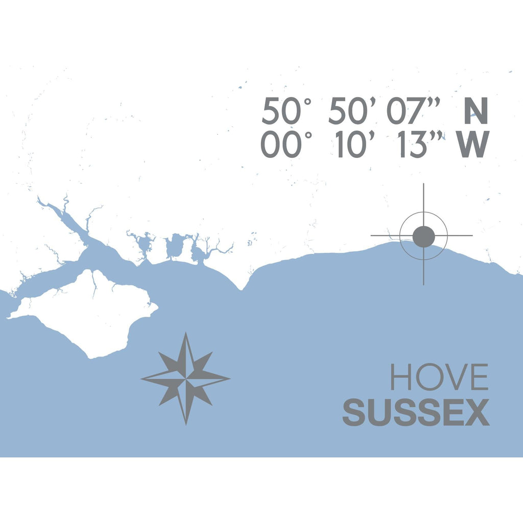 Hove Map Travel Print- Coastal Wall Art /Poster-SeaKisses