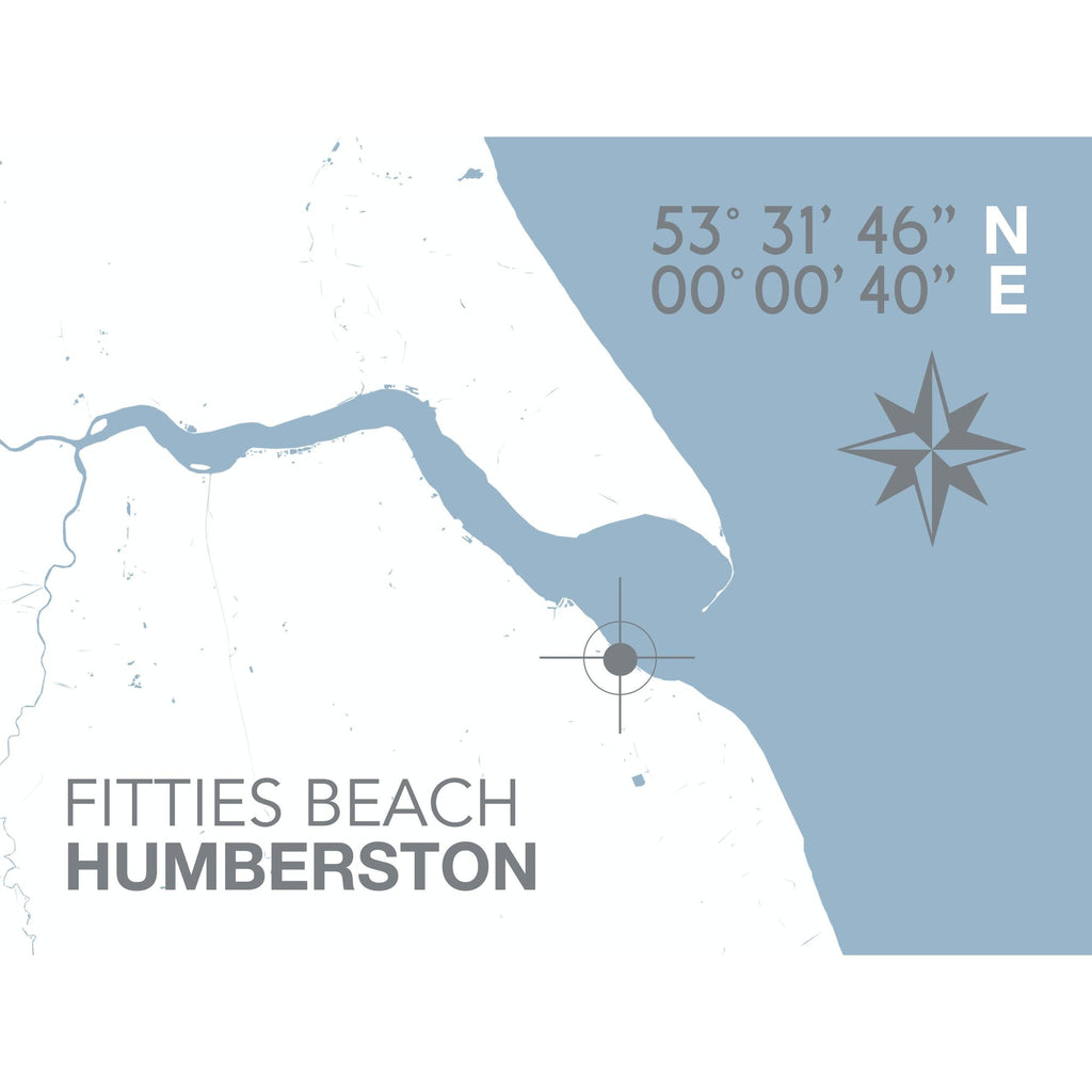 Humberston Fitties Beach Map Travel Print- Coastal Wall Art /Poster-SeaKisses