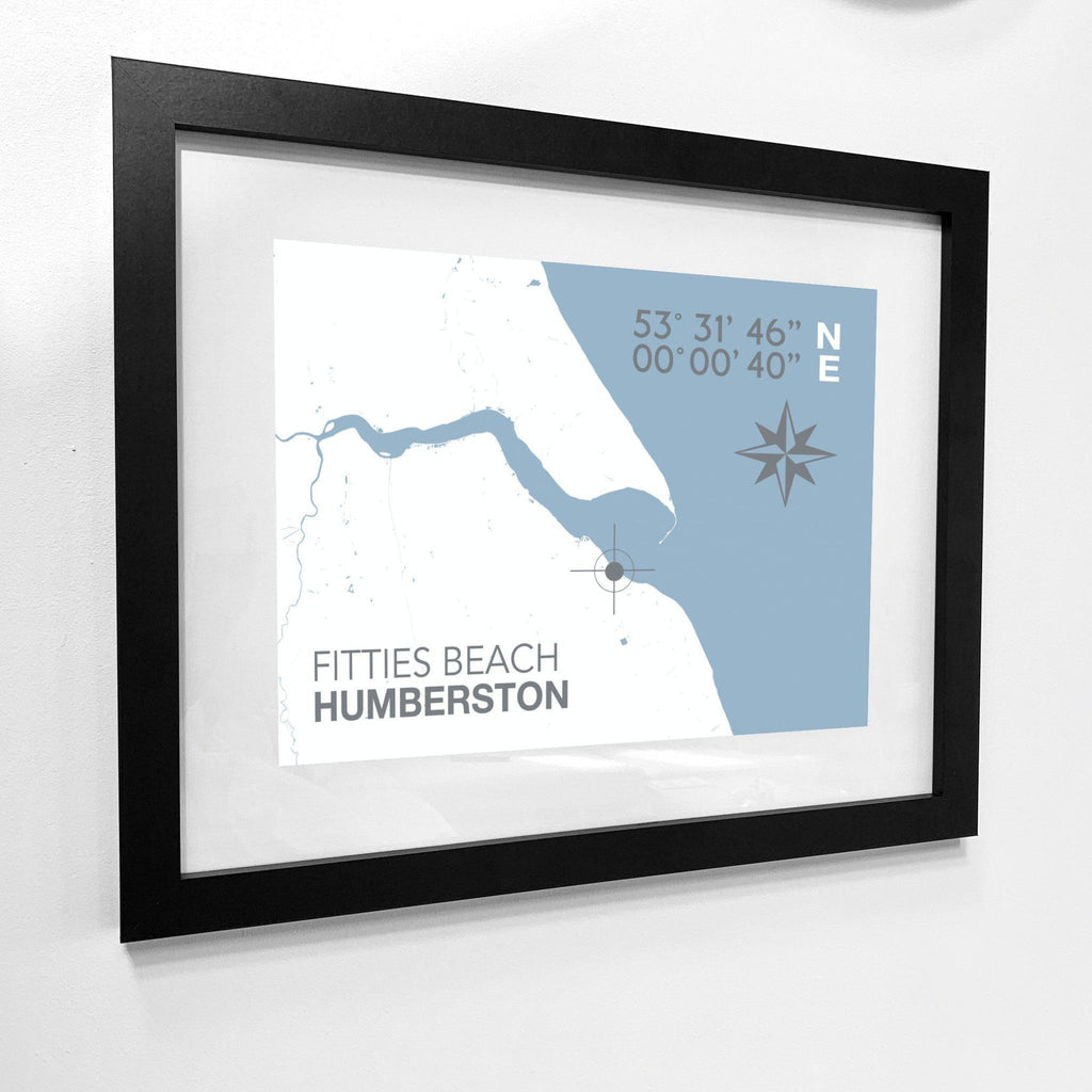 Humberston Fitties Beach Map Travel Print- Coastal Wall Art /Poster-SeaKisses