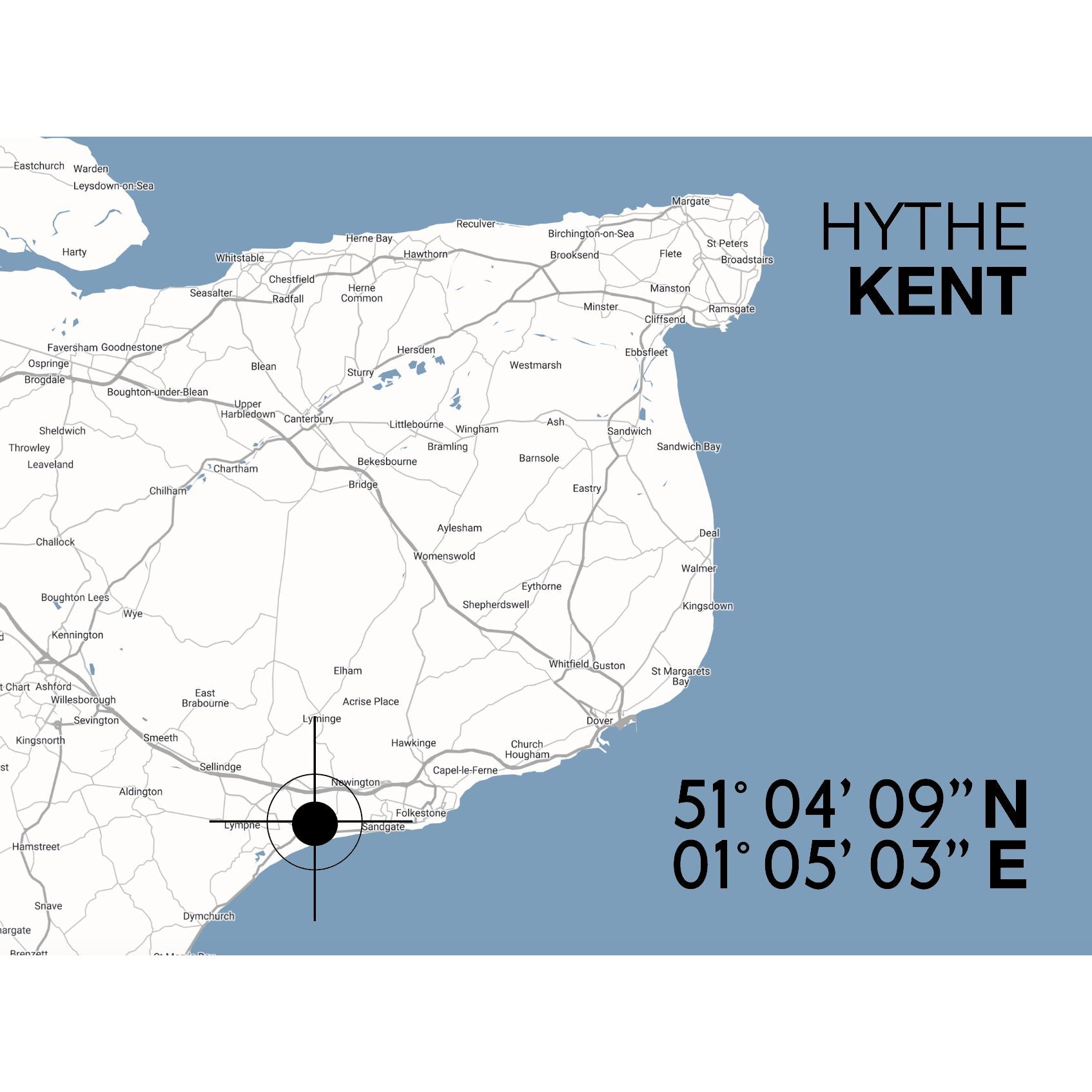 Hythe Landmark Map Typographic Seaside Print - Coastal Wall Art – SeaKisses